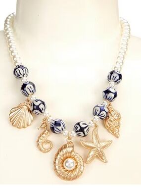Southern Living Sea life Charm Drop collar necklace